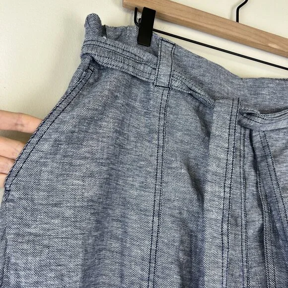 NWT Lane Bryant Blue Mid Rise Wide Leg Cropped Pull On Linen Pants - Picture 2 of 6